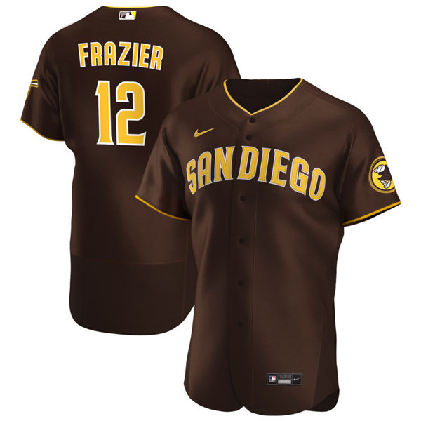 Mens San Diego Padres #12 Adam Frazier Nike Brown Road Player FlexBase Jersey