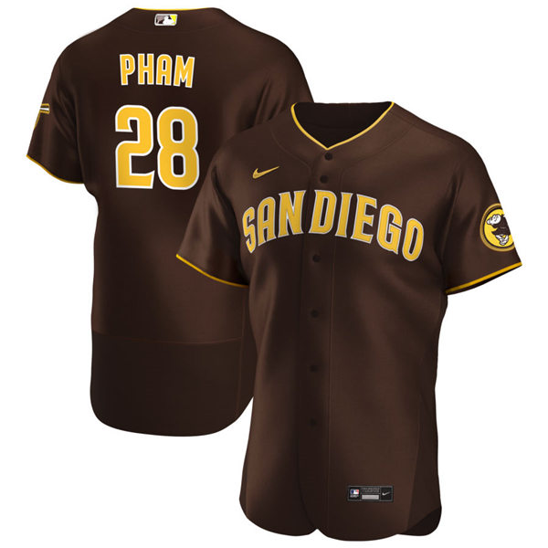 Mens San Diego Padres #28 Tommy Pham Nike Brown Road Player FlexBase Jersey