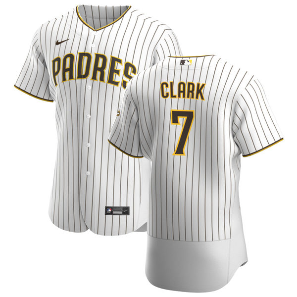 Mens San Diego Padres Retired Player #7 Tony Clark Nike White Brown Home FlexBase Stitched MLB Jersey