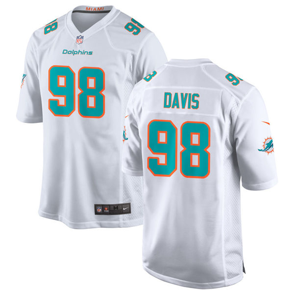 Mens Miami Dolphins #98 Raekwon Davis Nike White Vapor Limited Jersey