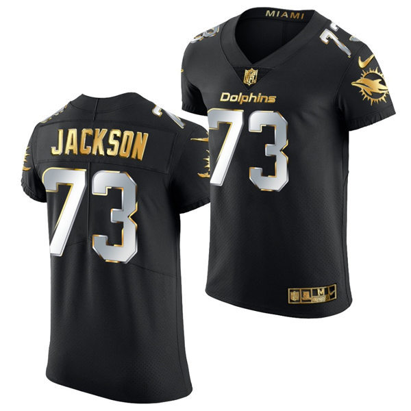 Mens Miami Dolphins #73 Austin Jackson Nike Black Elite Golden Edition Jersey