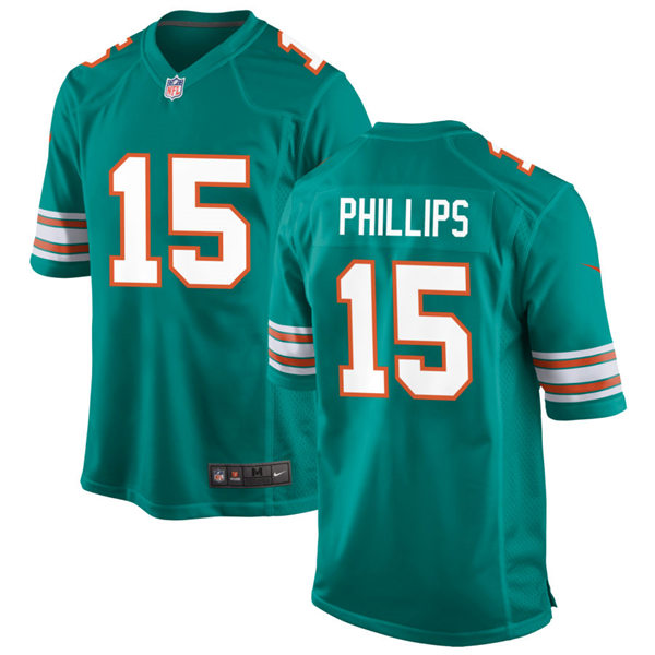 Mens Miami Dolphins #15 Jaelan Phillips Nike Aqua Retro Alternate Vapor Limited Jersey