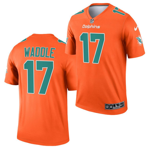 Mens Miami Dolphins #17 Jaylen Waddle Nike Orange 2021 Inverted Legend Jersey