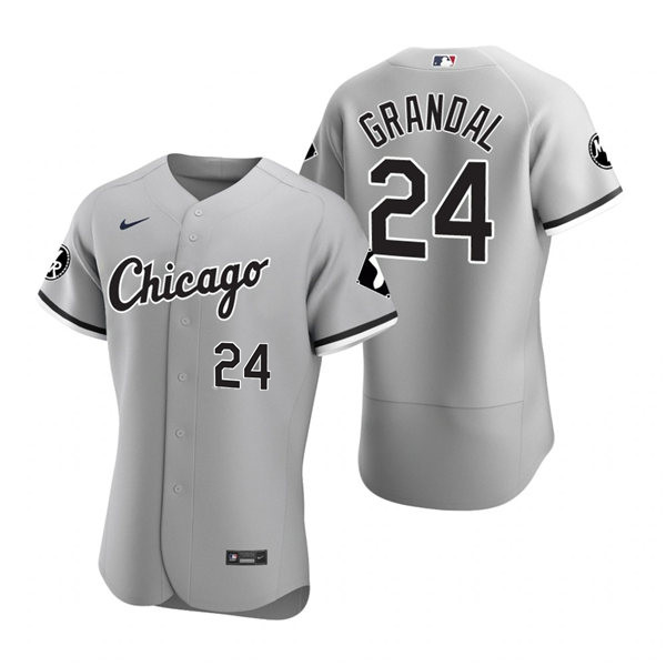 Mens Chicago White Sox #24 Yasmani Grandal Nike Gray Road FlexBase Jersey