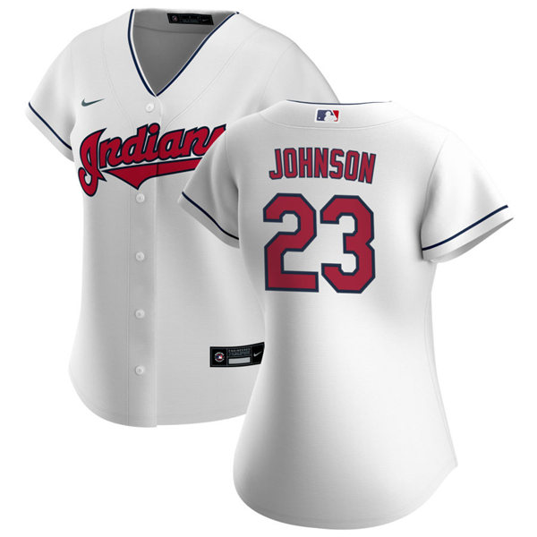Womens Cleveland Indians #23 Daniel Johnson Nike Home White Cool Base Jersey