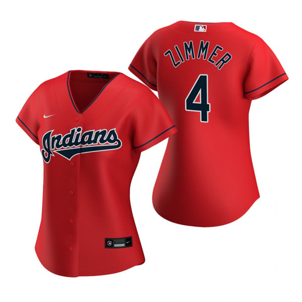 Womens Cleveland Indians #4 Bradley Zimmer Nike Red Alternate Cool Base Jersey