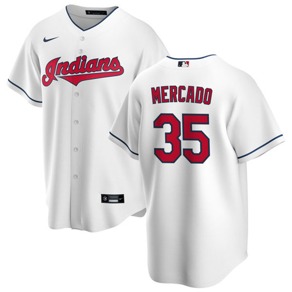 Youth Cleveland Indians #35 Oscar Mercado Nike Home White Cool Base Jersey