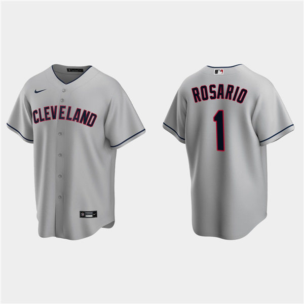 Youth Cleveland Indians #1 Amed Rosario Nike Grey Road Cool Base Jersey