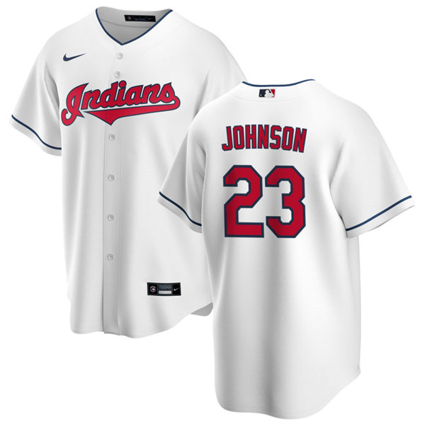 Mens Cleveland Indians #23 Daniel Johnson Nike Home White Cool Base Jersey