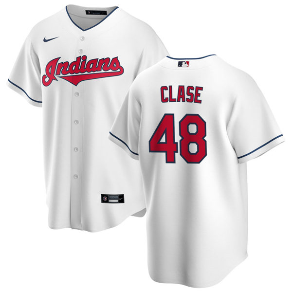 Mens Cleveland Indians #48 Emmanuel Clase Nike Home White Cool Base Jersey