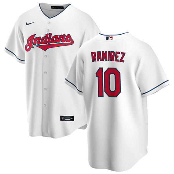 Mens Cleveland Indians #10 Harold Ramirez Nike Home White Cool Base Jersey
