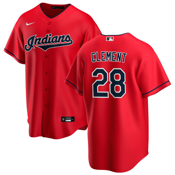 Mens Cleveland Indians #28 Ernie Clement Nike Red Alternate Cool Base Jersey