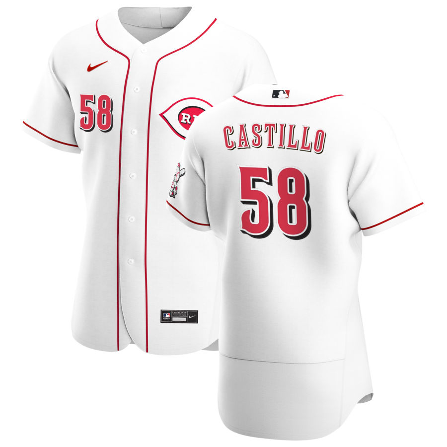 Mens Cincinnati Reds #58 Luis Castillo Nike White Home FlexBase Stitched Player Jersey