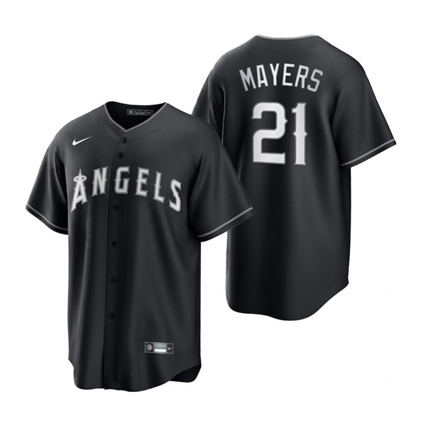 Mens Los Angeles Angels #21 Mike Mayers Nike 2021 Black Fashion Jersey