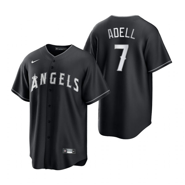 Mens Los Angeles Angels #7 Jo Adell Nike 2021 Black Fashion Jersey