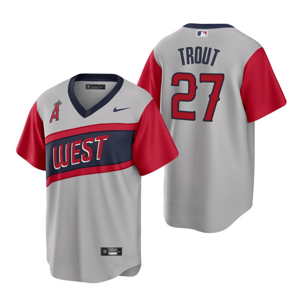 Mens Los Angeles Angels #27 Mike Trout Nike Gray 2021 Little League Classic Player Jersey