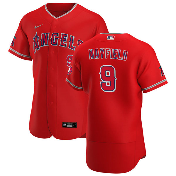 Mens Los Angeles Angels #9 Jack Mayfield Nike Red Alternate FlexBase Stitched Player Jersey