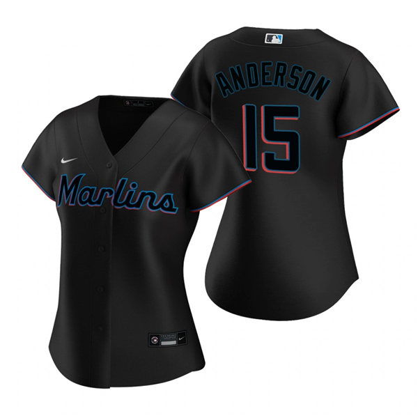 Womens Miami Marlins #15 Brian Anderson Nike Black Alternate Stitched MLB Jersey