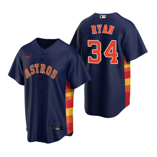 Mens Houston Astros Retired Player #34 Nolan Ryan Nike Navy Alternate CoolBase Jersey