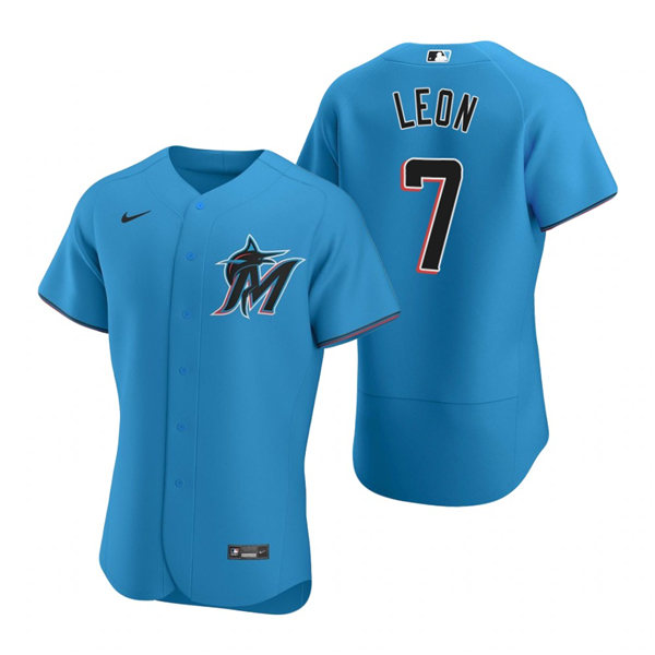 Mens Miami Marlins #7 Sandy Leon Nike Blue Alternate Flex Base Player Jersey