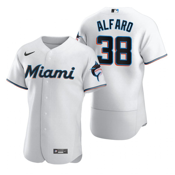 Mens Miami Marlins #38 Jorge Alfaro Nike White Home FlexBase Player Jersey