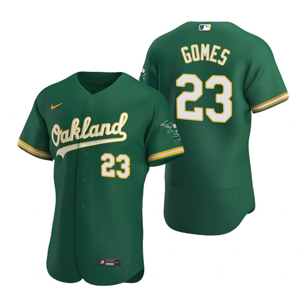 Mens Oakland Athletics #23 Yan Gomes Nike Kelly Green Alternate FlexBase Jersey