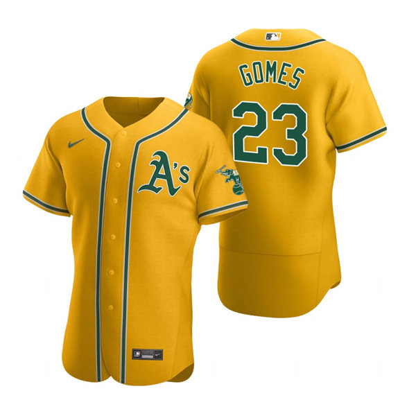 Mens Oakland Athletics #23 Yan Gomes Nike Gold Alternate FlexBase Jersey