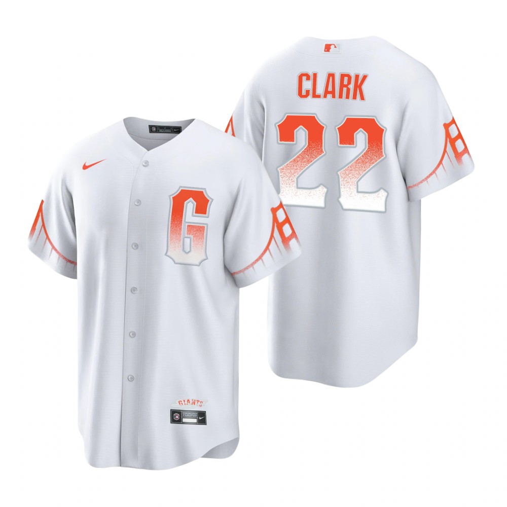 Mens San Francisco Giants #22 Will Clark Nike White 2021 San Francisco City Connect Jersey