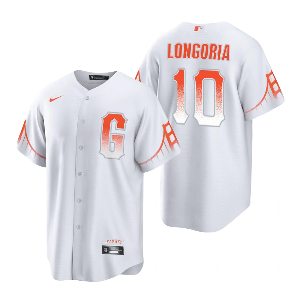 Mens San Francisco Giants #10 Evan Longoria Nike White 2021 San Francisco City Connect Jersey