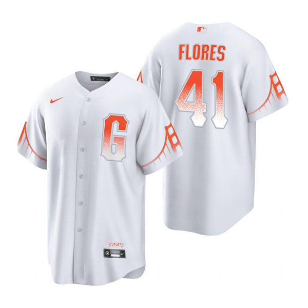 Mens San Francisco Giants #41 Wilmer Flores Nike White 2021 San Francisco City Connect Jersey