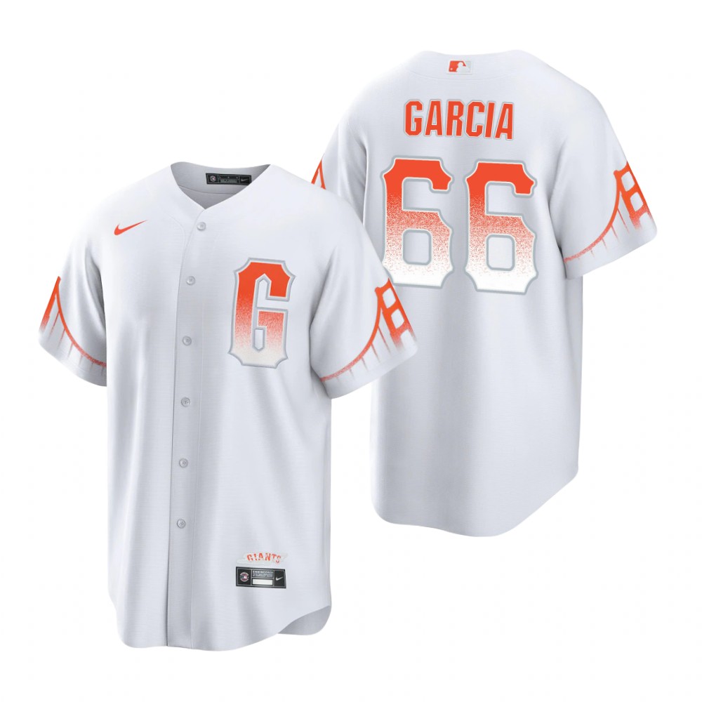 Mens San Francisco Giants #66 Jarlin Garcia Nike White 2021 San Francisco City Connect Jersey