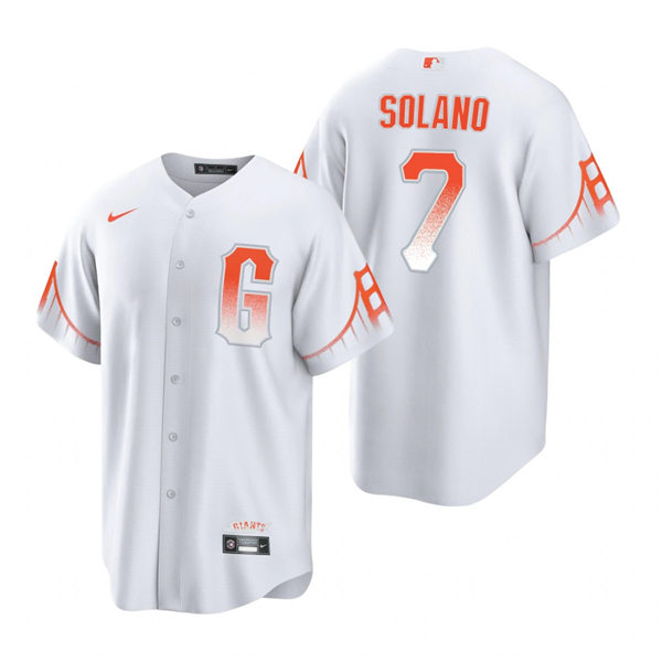 Mens San Francisco Giants #7 Donovan Solano Nike White 2021 San Francisco City Connect Jersey