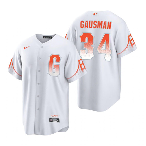 Mens San Francisco Giants #34 Kevin Gausman Nike White 2021 San Francisco City Connect Jersey