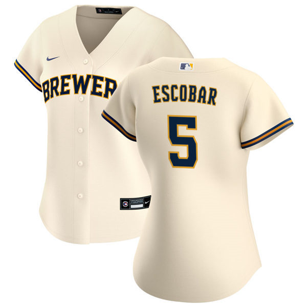 Womens Milwaukee Brewers #5 Eduardo Escobar Nike Cream Home Jersey