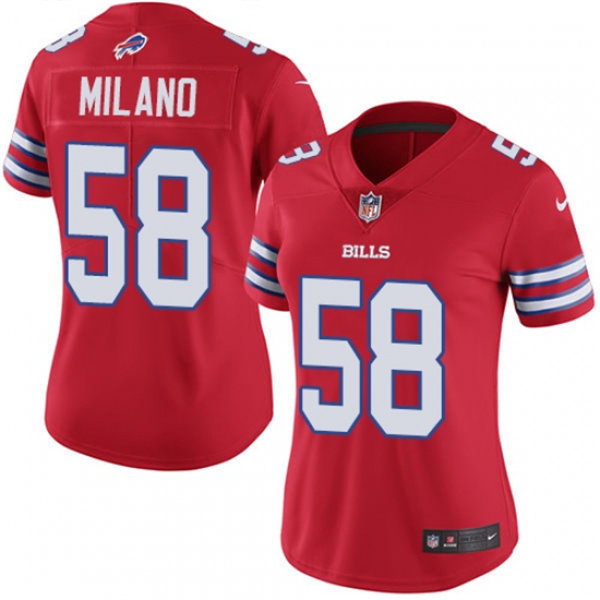 Womens Buffalo Bills #58 Matt Milano Nike Red Color Rush Vapor Limited Player Jersey