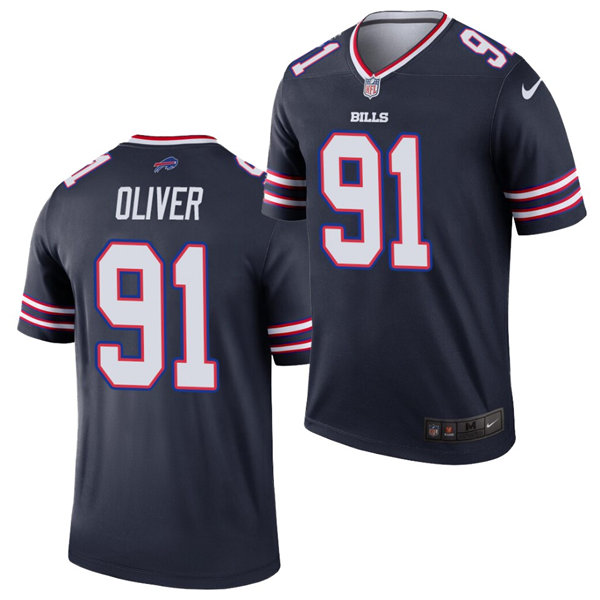 Mens Buffalo Bills #91 Ed Oliver Nike Navy Inverted Legend Jersey