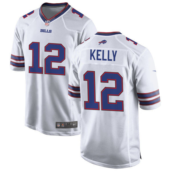 Mens Buffalo Bills Retired Player #12 Jim Kelly Nike White Vapor Limited Jersey