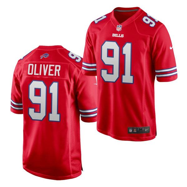 Mens Buffalo Bills #91 Ed Oliver Nike Red Color Rush Vapor Limited Player Jersey