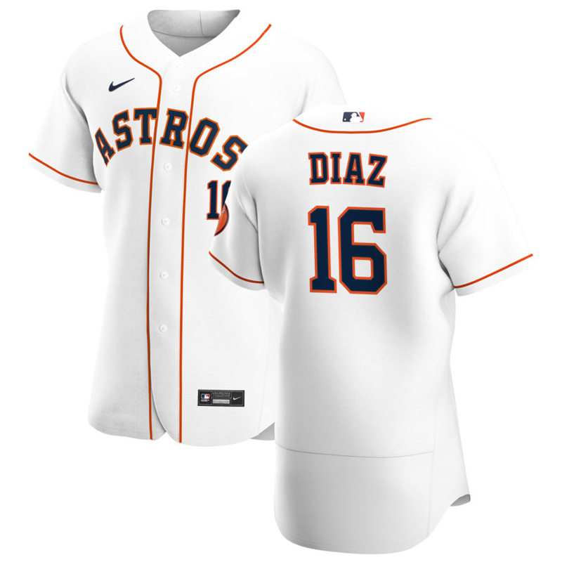 Mens Houston Astros #16 Aledmys Diaz Nike White Home Flexbase Jersey