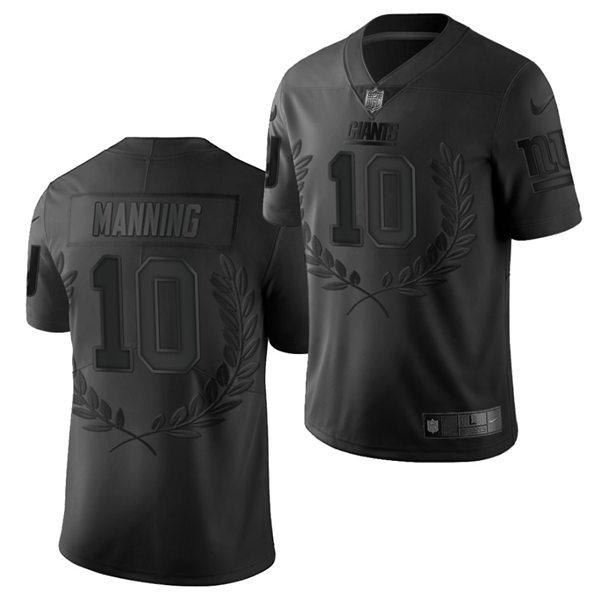 Mens New York Giants Retired Player #10 Eli Manning Nike Black edition limited collection Jersey