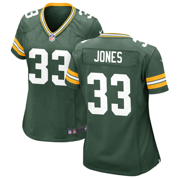Womens Green Bay Packers #33 Aaron Jones Nike Green Vapor Limited Player Jersey
