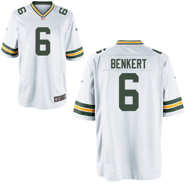 Mens Green Bay Packers #6 Kurt Benkert Nike White Vapor Limited Player Jersey