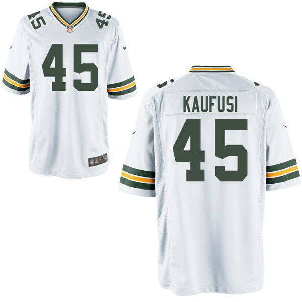 Mens Green Bay Packers #45 Bronson Kaufusi Nike White Vapor Limited Player Jersey
