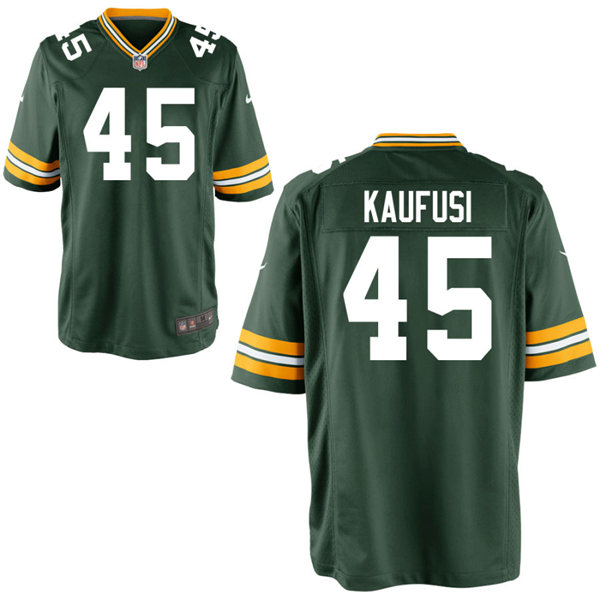 Mens Green Bay Packers #45 Bronson Kaufusi Nike Green Vapor Limited Player Jersey