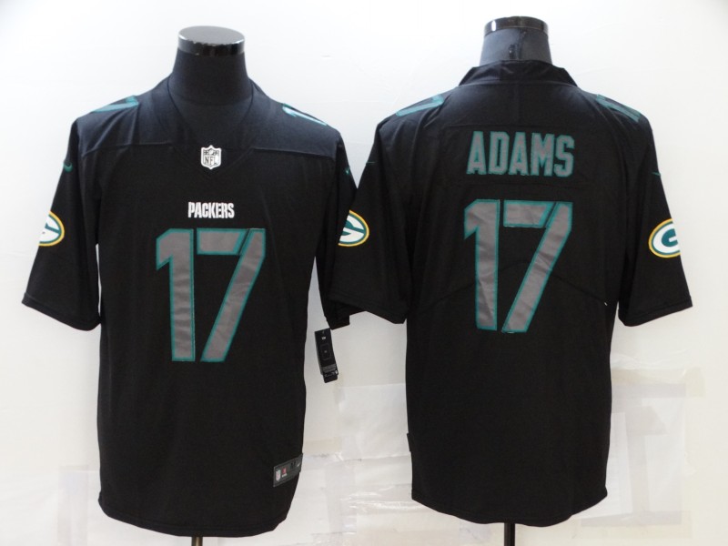 Men's Green Bay Packers #17 Davante Adams Black 2020 Fashion Impact Black Color Rush Stitched NFL Nike Limited Jersey
