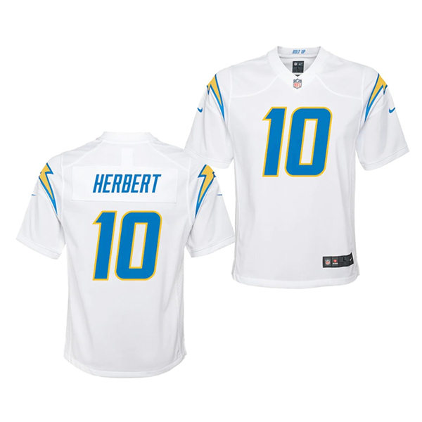 Youth Los Angeles Chargers #10 Justin Herbert Nike White Stitched Limited Jersey