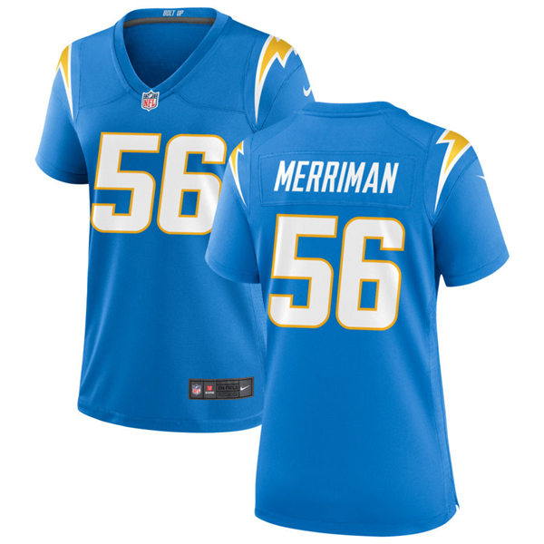 Womens Los Angeles Chargers Retired Player #56 Shawne Merriman Stitched Nike Powder Blue Jersey