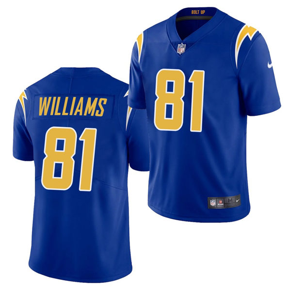 Mens Los Angeles Chargers #81 Mike Williams Nike Royal Gold 2nd Alternate Vapor Limited Jersey