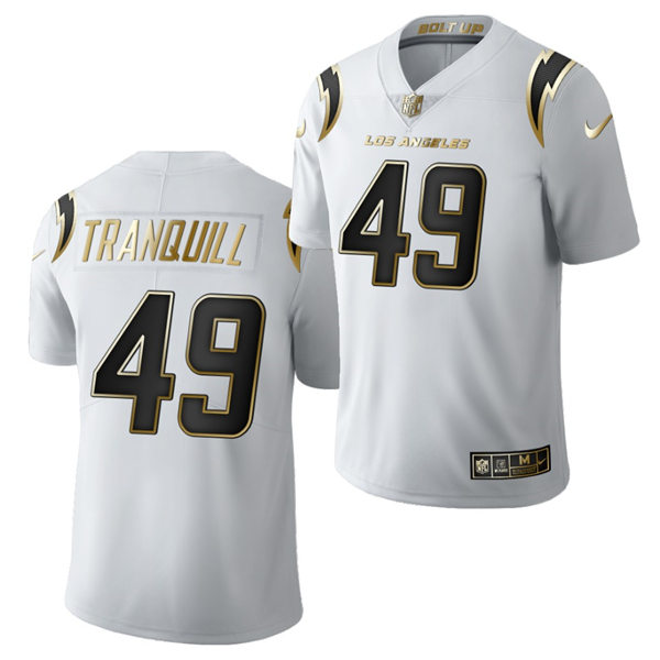 Mens Los Angeles Chargers #49 Drue Tranquill Nike White Golden Limited Jersey