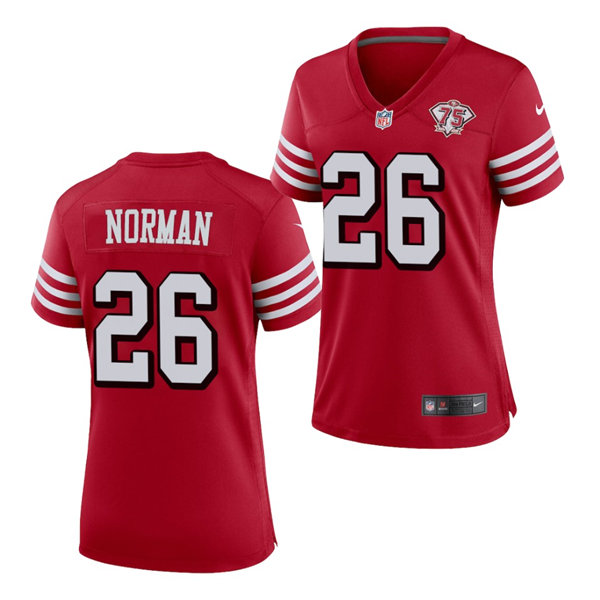 Womens San Francisco 49ers #26 Josh Norman Nike Scarlet Retro 1994 75th Anniversary Throwback Classic Limited Jersey